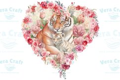 Watercolor Mom and Baby Exotic Animals in Carnations Wreath Product Image 4