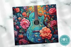 BEAUTIFUL GUITAR AND FLOWERS TUMBLER WRAP SUBLIMATION DESIGN Product Image 2