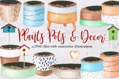 Watercolor Plants pots and decor clipart Product Image 1