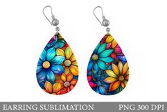 Rainbow Flowers Earring. Flowers Teardrop Earring Design Product Image 1