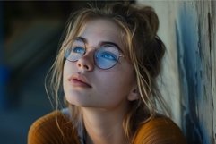 Dreamy young woman looking upward Product Image 1
