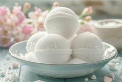 Fresh bath bombs with floral accents on light background Product Image 1