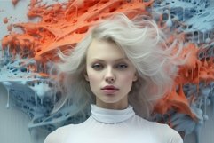 Surreal portrait of woman with exploding paint background Product Image 1