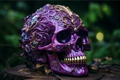 Intricate purple gothic skull on natural backdrop Product Image 1