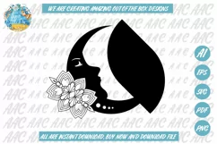 Floral Lady Moon Face Paper Cut SVG, AI, EPS Product Image 2