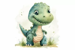 Watercolor Cute Tyrannosaurus Dinosaur Cartoon Product Image 3