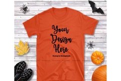 Halloween Orange Tshirt Mock Up, Gildan Flat Lay Display Product Image 1