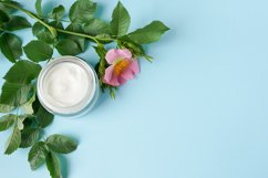 Herbal cosmetic hygienic cream, with pink flower . skincare Product Image 1