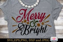 SVG, Dxf, Eps &amp; Png Merry and Bright Product Image 1