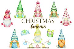 Christmas Gnome Clipart. Watercolor Scandinavian cute gnomes Product Image 1