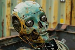 Old decaying robot head with exposed wires Product Image 1