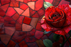 Red Rose Stained Glass Background Wallpaper Product Image 1