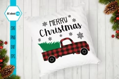 Merry Christmas Truck Svg, Buffalo Plaid Christmas Truck Product Image 4