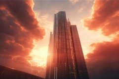 Majestic skyscraper against sunset sky Product Image 1