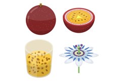 Maracuja icons set, isometric style Product Image 1