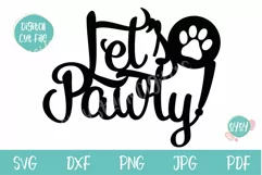 Lets Pawty SVG | Puppy Birthday Cake Topper SVG Product Image 2