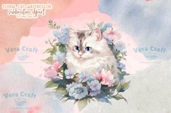 Floral Cat Watercolor Sublimation Clipart Product Image 2