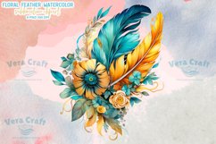 Floral Feather Watercolor Clipart Product Image 2