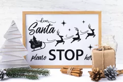 Santa stop here porch sign svg, Santa sleigh and deers svg Product Image 2