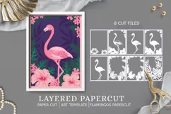 tropical flamingo layered paper cut| flamingo svg layered Product Image 1