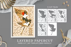 Japan layered papercut| Japan bird SVG arte template Product Image 1