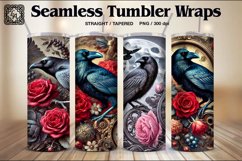 4 Gothic Raven Tumbler Sublimation, 20 oz Tumbler Wrap Product Image 1