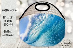 Water embossed leather Lunch Tote bag sublimation ocean Product Image 1