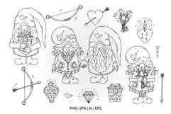 Love Gnomes - Valentines Day Gnomes Clipart & Patterns Product Image 5