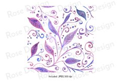 Abstract purple florals watercolor seamless pattern Product Image 4