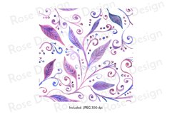 Abstract purple florals watercolor seamless pattern Product Image 4