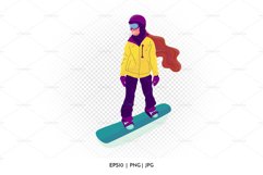Snowboarding Girl Illustration Product Image 2