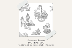 Black and White Cozy Home Hygge Seamless Pattern SVG Product Image 2