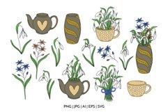 Snowdrops & alpine squill - spring flower clipart & patterns Product Image 4