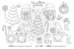 Christmas Gnomes - Cute Line Art Clip art & Patterns Vector Product Image 4