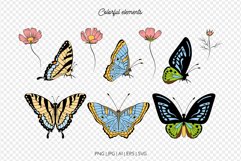 Cosmos Flower and Butterflies SVG Clipart & Patterns Product Image 5