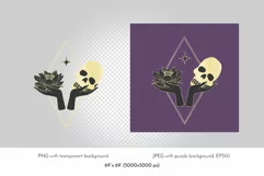 Vintage Mystic Skull and lotus flower in female hands Product Image 2