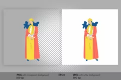 Beautiful girl with long hair and in long coat flat vector Product Image 2