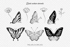 Cosmos Flower and Butterflies SVG Clipart & Patterns Product Image 6
