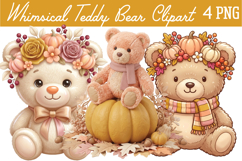 Whimsical Fall Teddy Bear Png Clipart Product Image 1