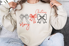 Merry Christmas Bow SVG, Coquette Bow PNG Product Image 2