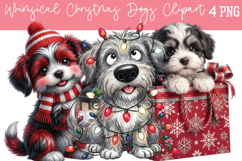 Whimsical Christmas Dogs Png Clipart Product Image 1