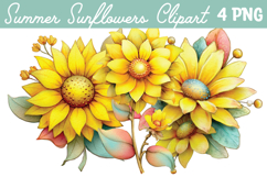 Summer Sunflowers Clipart Png Product Image 1