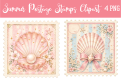 Summer Postage Stamps Png Clipart Product Image 1
