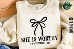 She is Worthy Bow Svg Design Product Image 2