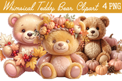 Whimsical Fall Teddy Bear Png Clipar Product Image 1