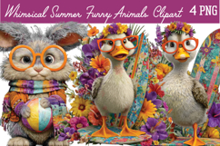 Whimsical summer funny animals Png Clipart Product Image 1
