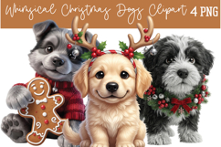 Whimsical Christmas Dogs Png Clipart Product Image 1
