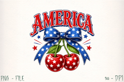 4th of July America Cherry Coquette Bow Png Product Image 4