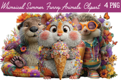 Whimsical summer funny animals Png Clipart Product Image 1