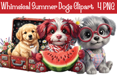 Whimsical Summer Dogs Clipart Png Product Image 1